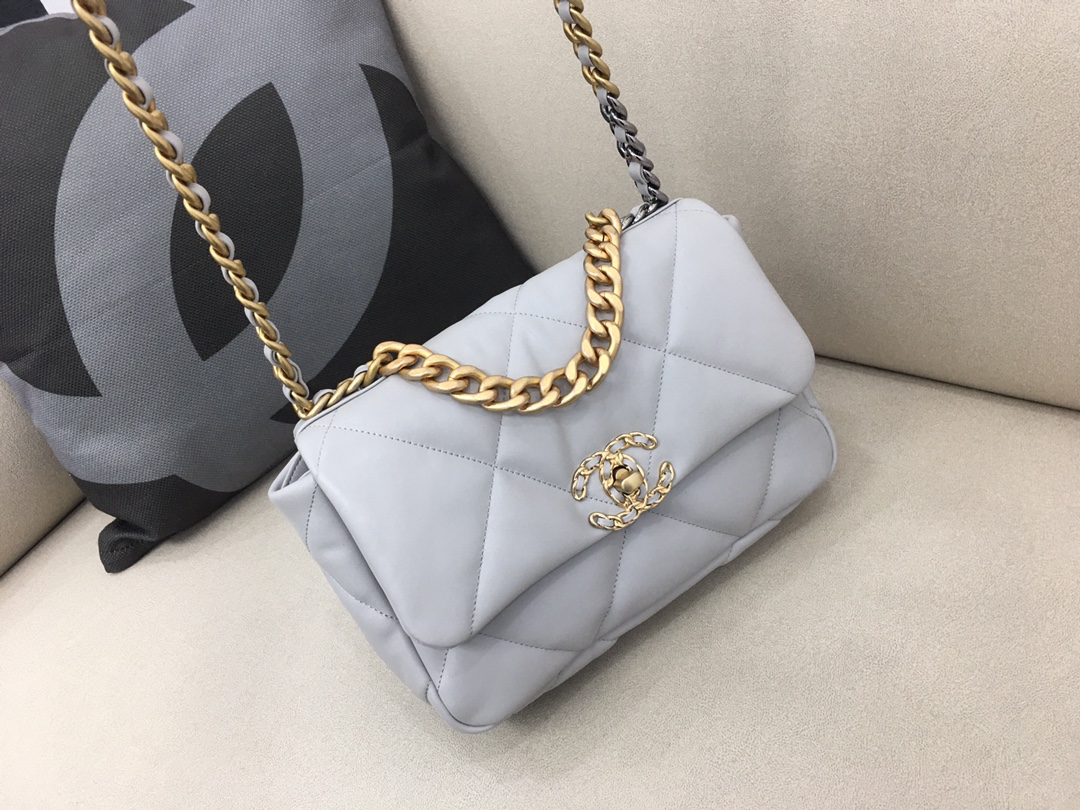 Lambskin 19 Handbag Flap Bag AS1160 Light Gray